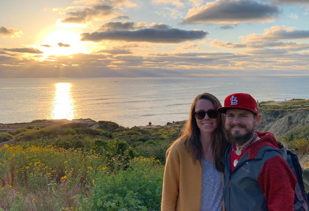 My husband and I at sunset on the cliffs